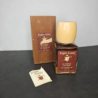 Vintage ENGLISH LEATHER All-Purpose Lotion Cologne 4 Oz Redwood Box MEM Co. • $27.50