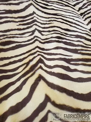 Velboa Faux Fur Short Pile Fabric ZEBRA DARK BROWN ON CREAM/ 60  Wide /Sold BTY • $6.25