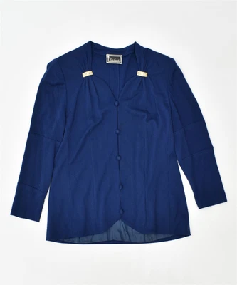 £6.77 • Buy LUISA SPAGNOLI Womens 5 Button Blazer Jacket IT 46 Large Blue Wool BB01