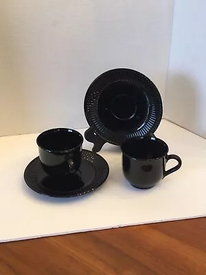 Martha Stewart ARC Set Of 2 Black Cups And Saucers • $39