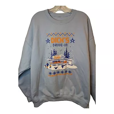 Dick's Drive-in Blue Holiday Ugly Sweater.  Men's Size L/XL. • $18