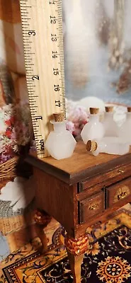 5 Mini Glass Bottles With Cork*unique*- Milk Glass  Color • $9