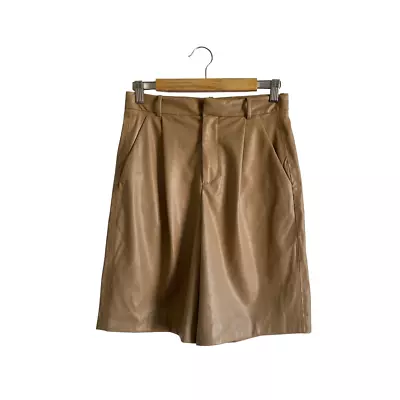 Zara Light Brown Faux Leather Bermuda Shorts • $30