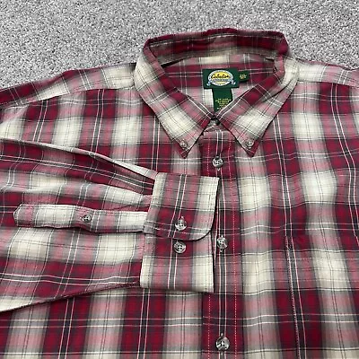 Cabelas Shirt Mens 2XL Red Brown Plaid Long Sleeve Button Down Outdoor Gear • $10.88