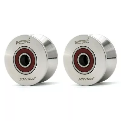 2 Pack--V Groove Bearing Pulley Wheel Stainless Steel Roller Wheel Pulley Block • $17.99