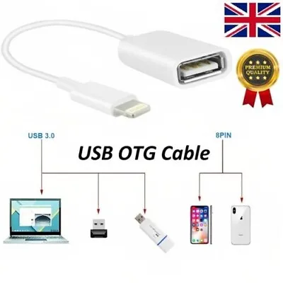 USB 3.0 Female To 8 Pin IPhone Male OTG Adapter Cable Camera For IPad Air IPhone • £3.99