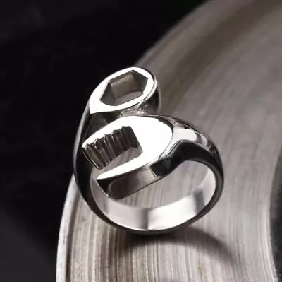 Mens Biker Mechanic Wrench Ring For Men Stainless Steel Size Size 7-14 • $7.99