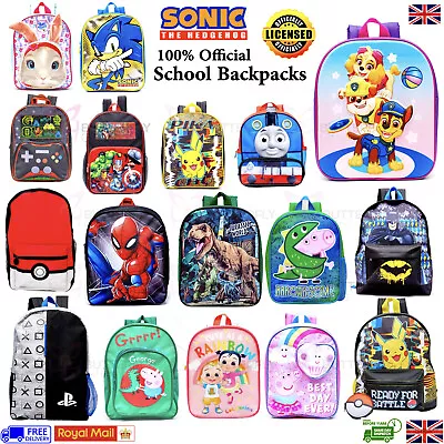 Kids Children's Junior Character Backpack Rucksack Lunch School Back Pack Bags • £4.99