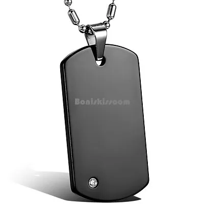 Engravable Tungsten Carbide Army Style Mens Dog Tag Pendant Necklace W Chain • $16.99