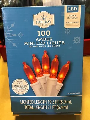 100-Count Amber LED Mini Christmas Lights With White Wire 21' Holiday Time • $10