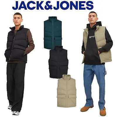 Jack & Jones Men's Body Warmer Hooded Quilted Winter Warm Sleeveless Jackets • $37.34