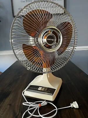Vintage Galaxy 12  Translucent Brown Amber Blades 3 Speed Oscillating Table Fan • $50