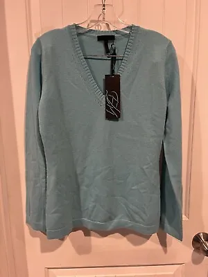 Enzo Mantovani Women's Teal Cashmere Sweater Size M V-Neck Tags • $19.99