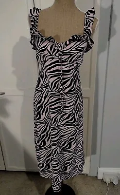 Beautiful Baby Pink And Black Zebra Print Dress Size 10 By George • £19.99