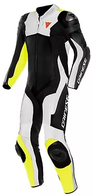 Coverall Motorcycle Dainese Assen 2 1 Pc. Perf. Leather Suit Yellow White • $785.37