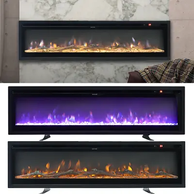 Electric 40-80  Insert/Wall Mounted LED Fireplace Wall Inset Into Fire Freestand • £159.95