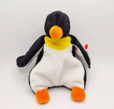 Vtg TY Beanie Baby Waddle The Penguin 1995 Tush And Ear Tags Rare Retired • $13.49