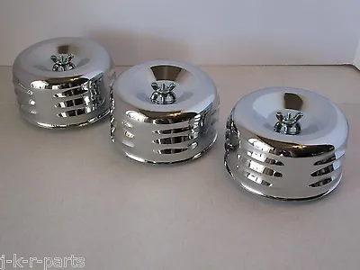 Chrome 4 5/8  Louvered Air Cleaners (3) Tri Power 1& 2 Bbl Hot Rod #2339-3 • $54.99