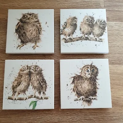 £5 • Buy 💐 Spring Offer - 4 Hand Decoupaged  French Winckelmans Coasters - Owls (a)
