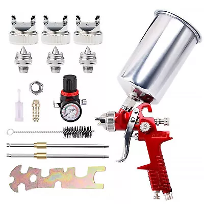 $35.99 • Buy HVLP Air Spray Gun Kit 3 Nozzle Auto Paint Car Primer Detail Basecoat Clearcoat