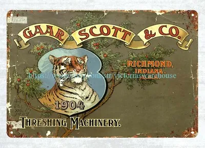 1904 Gaar Scott & Company Threshing Machinery Richmond Indiana Metal Tin Sign • $18.88