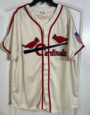 Vtg Cardinals Jersey St Louis Xl Usa Mlb Baseball White Cream Embroidered Rare • $30