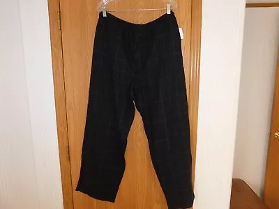 Croft & Barrow Mens XL Cotton Flannel Pajama Pants Sleepwear Gray & Black • $13.99