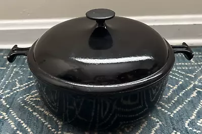 Vintage Le Creuset Dutch Oven Enzo Mari La Mama Black W Lid MCM #29 Cocotte Rare • $125