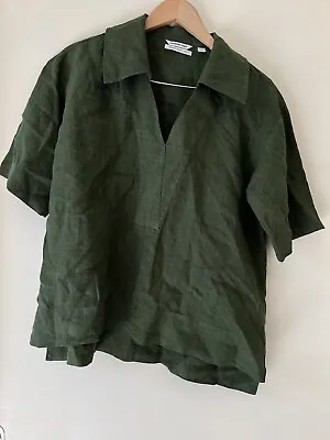 $75 • Buy COUNTRY ROAD S/S 100% Organic French Shirt Top (Green) Size S