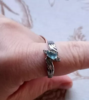 £19.47 • Buy Sterling Silver Women's Aquamarine Ring Size 10.5