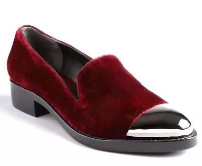 RACHEL ROY Women's LYANNAH Velvet Smoking Flats Loafers Red US 9.5 • $59