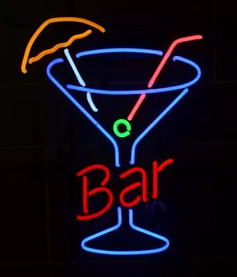 Cocktail Martini Bar Neon Light Sign 20 X16  Lamp Glass Cave Wall Space Hanging • $133.08