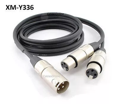 6ft Kirlin Pro XLR (3-Pin) Male Plug To 2-XLR Female Jacks Y-Splitter OFC Cable • $16.95