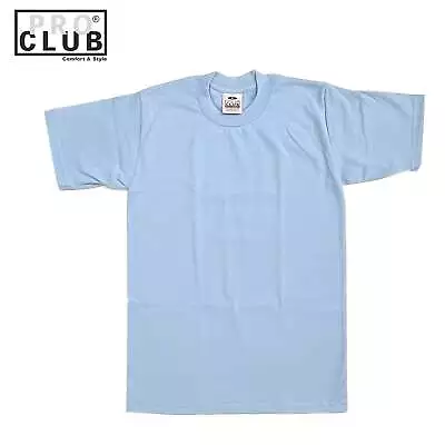 Pro Club Men's Heavyweight Cotton Short Sleeve Crew Neck T-Shirt - Sky Blue • $8.50