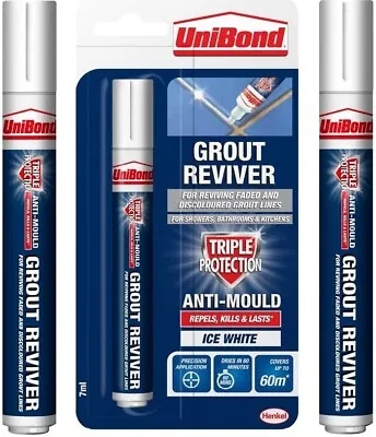 £7.79 • Buy Unibond Anti-Mould White Grout Pen Reviver Repels Kilss Lasts 7ml Ice White Tile