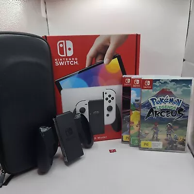 Nintendo Switch OLED Model White Console With 3 Game Bundle + Extra 128gb SD • $499.95