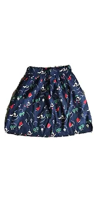 Louch Cute Blue Nautical Sailor Girl Ladies Skirt Anchors Houses Clouds Trees XS • £15