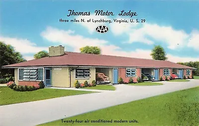 Lynchburg Virginia Postcard Thomas Motor Lodge AAA Classic Cars C.1950s   SS • $5.99