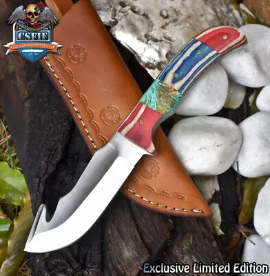 CSFIF Custom Skinner Knife W/Gut Hook D2 Tool Steel Mixed Material Camping • $6.50