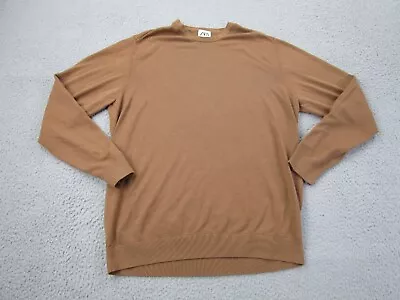 Zara Sweater Mens M Slim Brown Pullover Sweatshirt Adult Knit (Tagged L) • $3.70