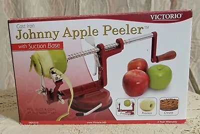 Cast Iron Johnny Apple Peeler W / Suction Cup RED  By VICTORIO VKP1010 • $14