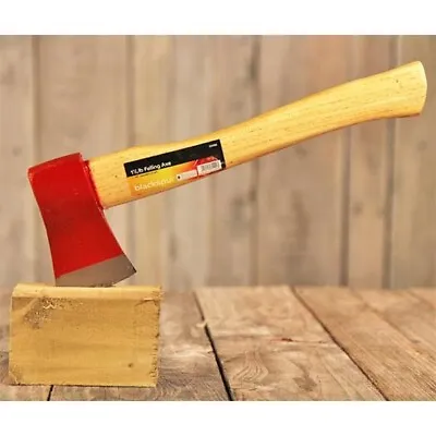 Felling Axe Garden Log Splitter Chopper Wooden Handle Steel Blade Protector 1.25 • £8.99