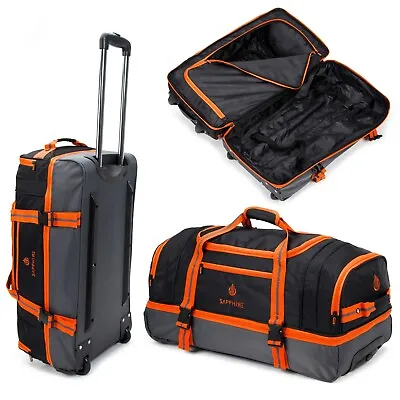 £44.99 • Buy Rolling Holdall Bag Wheeled DUFFLE 22-30 INCH Large Lightweight Luggage ORANGE