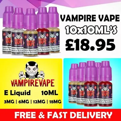 Vampire Vape E-Liquid 10x10ml Bottles |Heisenberg 10 For £18.70 All New Flavors • £18.99