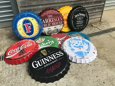 £12.99 • Buy Retro Metal Bottle Tops - 40cm - Mancave - Pub - Bars Signs