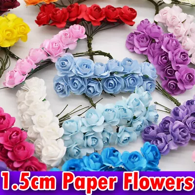 Mini Artificial Rose Flowers Paper Wedding Flower Decor Diy Craft Home  • £2.79