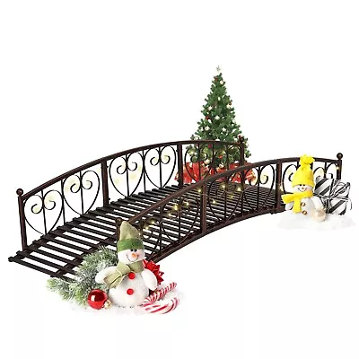 6 Ft Metal Garden Bridge Curved Outdoor Decorative Pond Backyard Bridge Bronze • $279.99