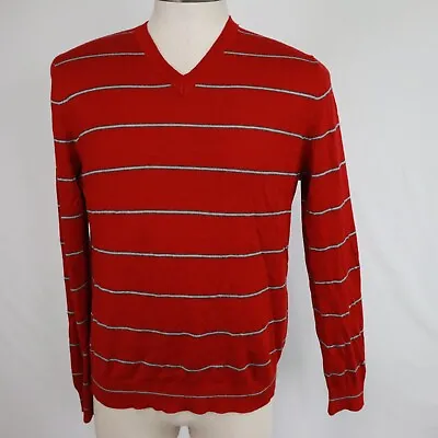 Banana Republic Sweater Mens Medium Silk Cashmere Pullover Knit V-Neck Striped • $15.99