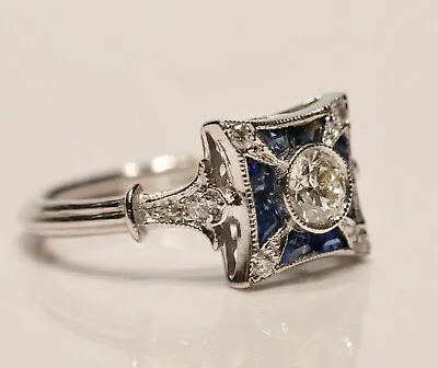 Vintage Art Deco Wedding Antique Ring 925 Silver 1.02 CT Round CZ Stone • $69