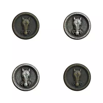 Round Horse Buttons - Front View With Shank In Antique Silver Or Brass - 3 Sizes • £42.99